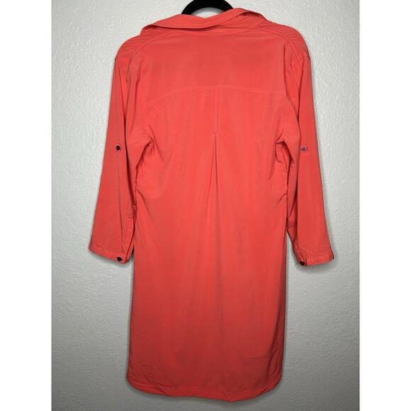 Title Nine Nimblene Shift Coral Orange Quarter Zip Pockets Roll Tab Sleeves Med - Picture 2 of 12